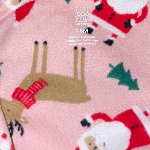 Carter’s Size 18M Santa & Reindeer Full Zip Christmas Footie Pajama - Picture 4 of 4